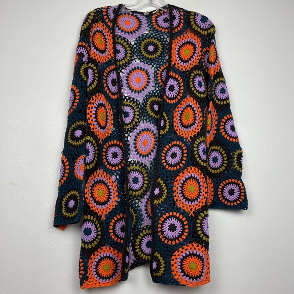 RARE Anthropologie MOTH Medallion Crochet Cardigan - Picture 2 of 6